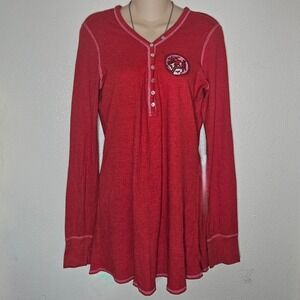 Victorias Secret PINK Red Thermal Henley Long Sleeve